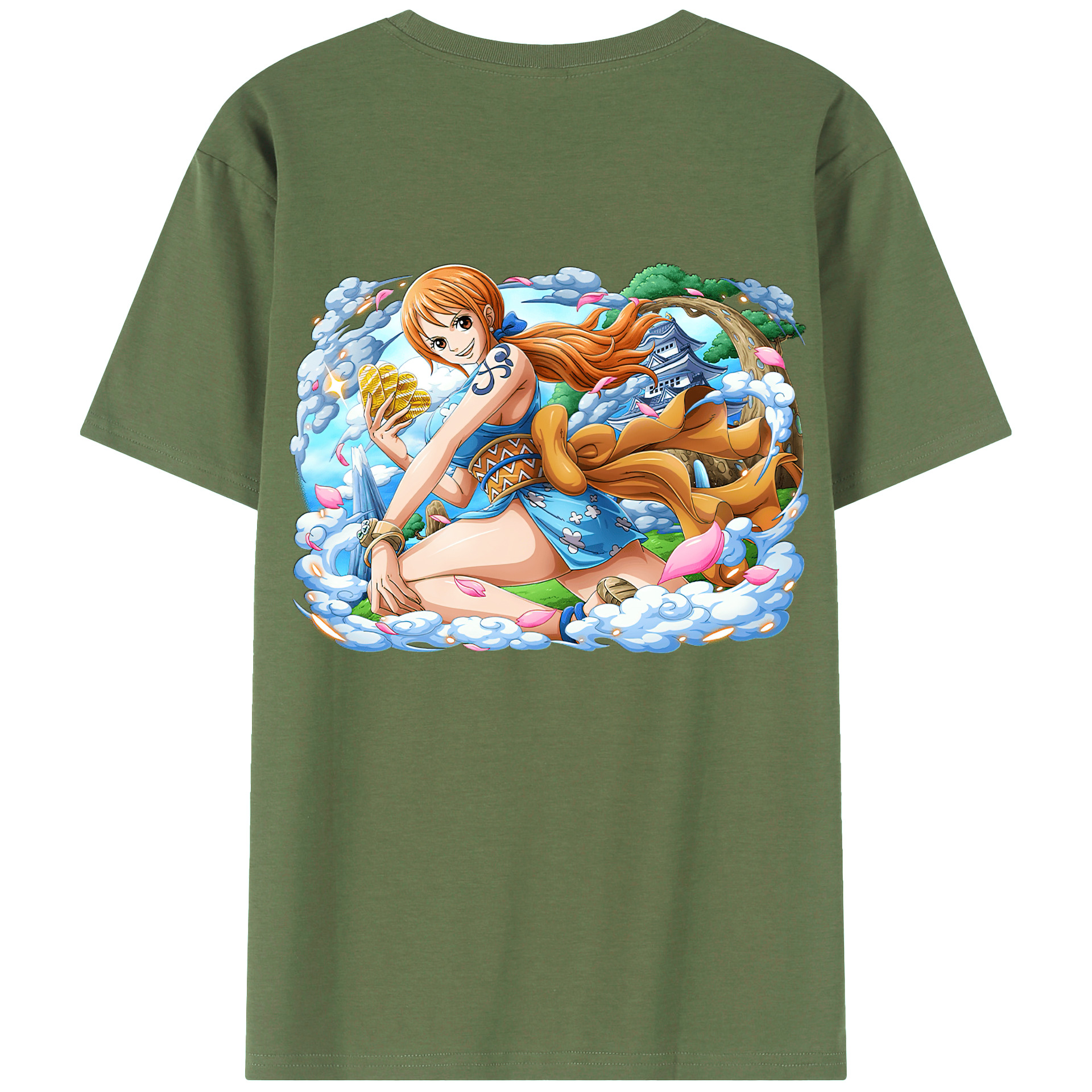 （画像用） ワンピース ナミ ONE PIECE Nami 綿100％ メンズ半袖Tシャツ（バックプリント） 通気性